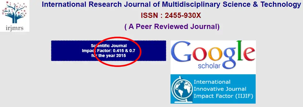 Web page for International Research Journal of Multidisciplinary Science &Technology