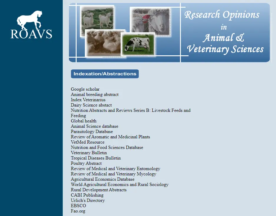 Web page of Research Opinions in Animal & Veterinary Sciences