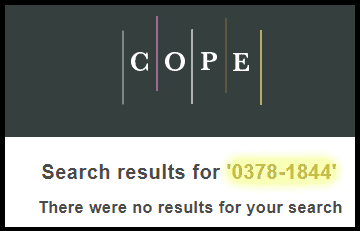 Searching for ISSN 0378-1884 being a member of the Committee of Publication Ethics