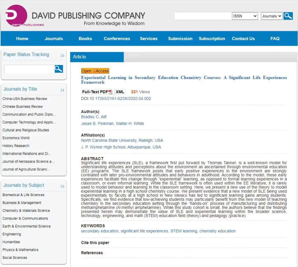 Publishing a fake paper: Screenshot showing the page that is displayed when you follow the DOI (accessed 28 Nov 2020)