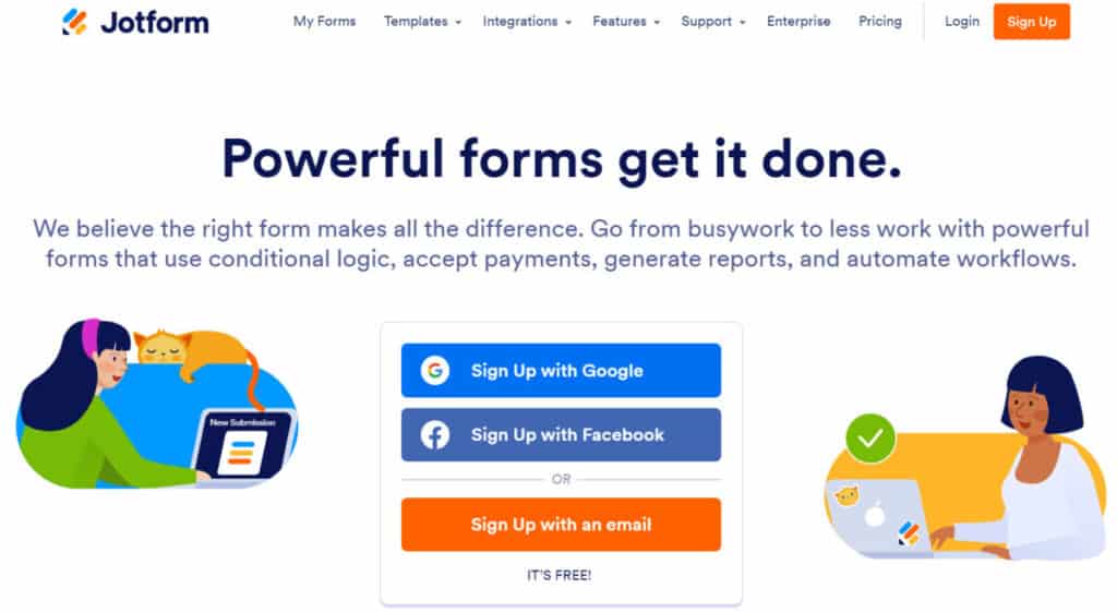 Jotform home page