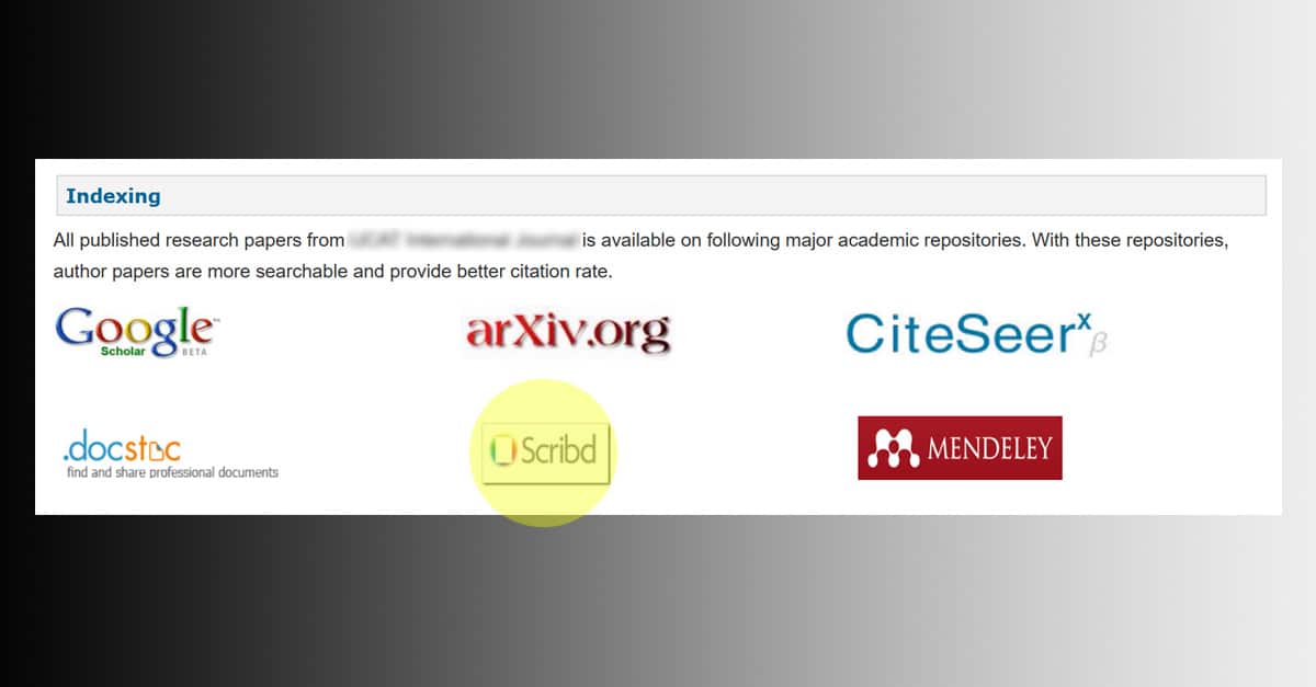 A range of indexing services, highlighting Scribd