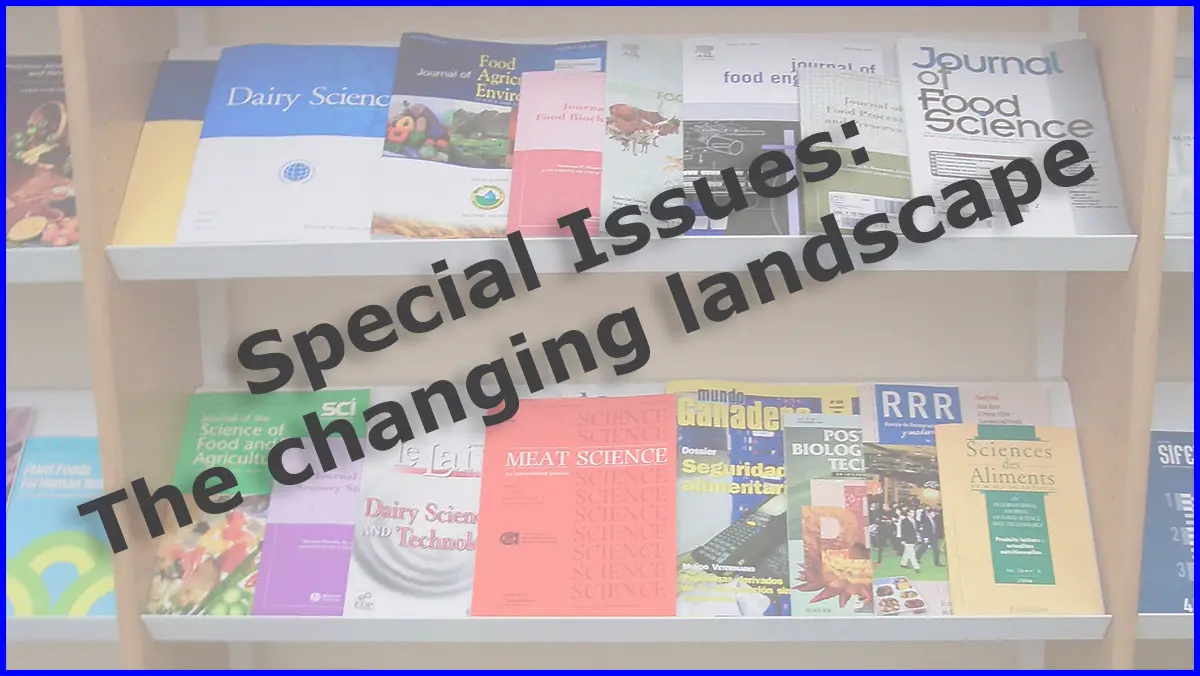 A bookshelf with the words "Special Issues: The changing landscape" overlaid